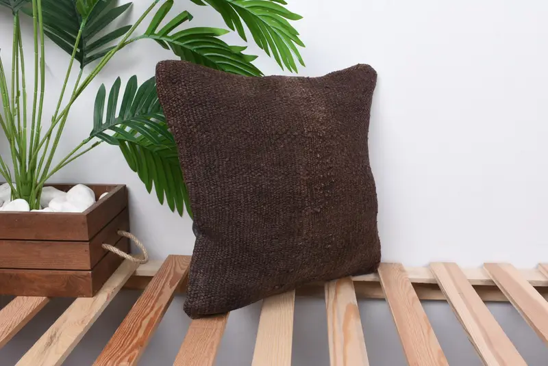 Vintage Kilim Pillow, Chair Cushion Cover, 14x14 Brown Cushion, Indoor Pillow Cover, Ethnical Kilim Rug Pillow, Cushion, Interior Designer Pillow - 4