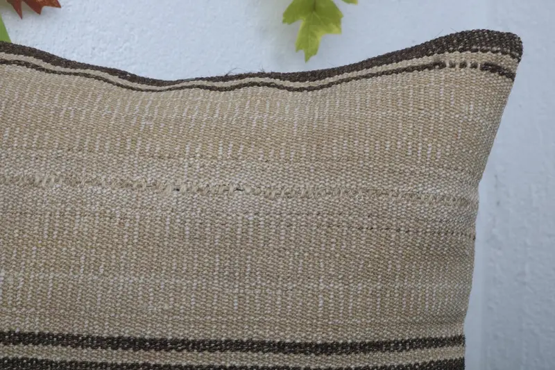 Turkish Pillow, Cotton Pillow, Ethnical Kilim Rug Pillow, Cushion Case, Pillow for Sofa, Turkish Bench Cushion Cover, 16x16 Brown Pillow - 5