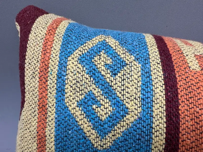 10x20 Orange Pillow Sham, Natural Pillow Sham, Kilim Pillow, Kilim Cushion Sham, Boho Pillow, Cushion Cover, Handmade Rug Seat Cushion Cover - 5