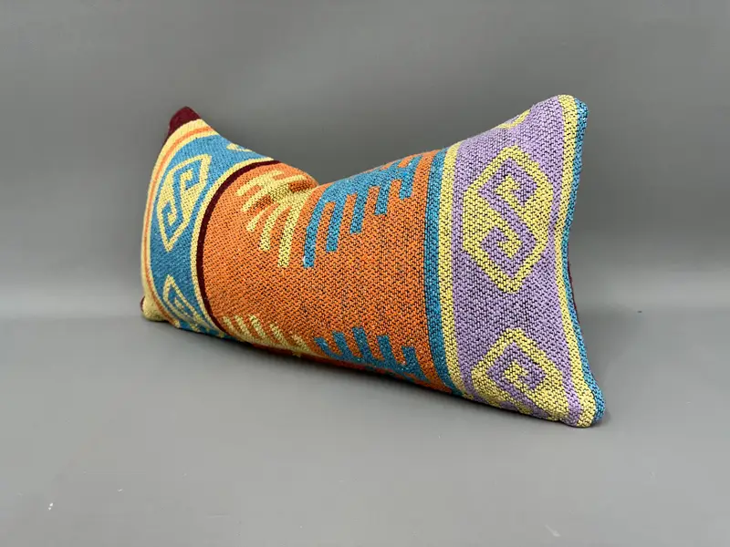 10x20 Orange Pillow Sham, Natural Pillow Sham, Kilim Pillow, Kilim Cushion Sham, Boho Pillow, Cushion Cover, Handmade Rug Seat Cushion Cover - 3