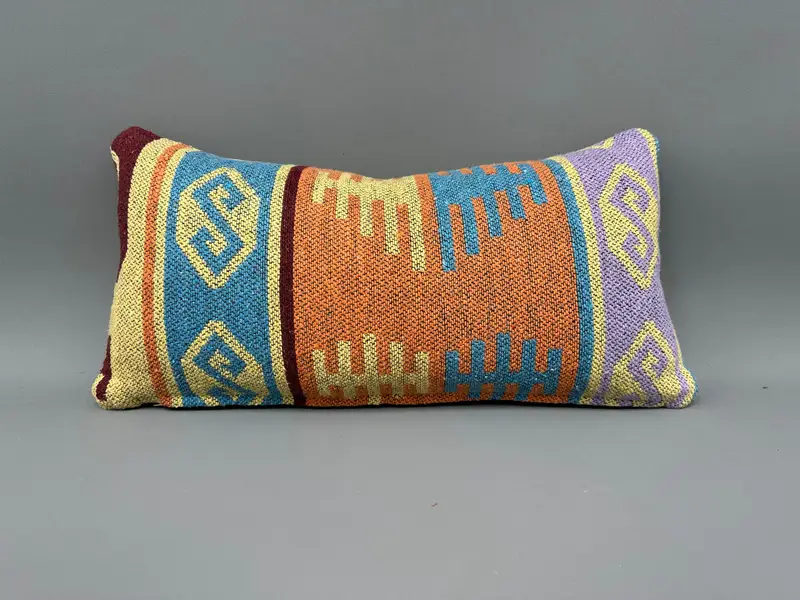 10x20 Orange Pillow Sham, Natural Pillow Sham, Kilim Pillow, Kilim Cushion Sham, Boho Pillow, Cushion Cover, Handmade Rug Seat Cushion Cover - 4