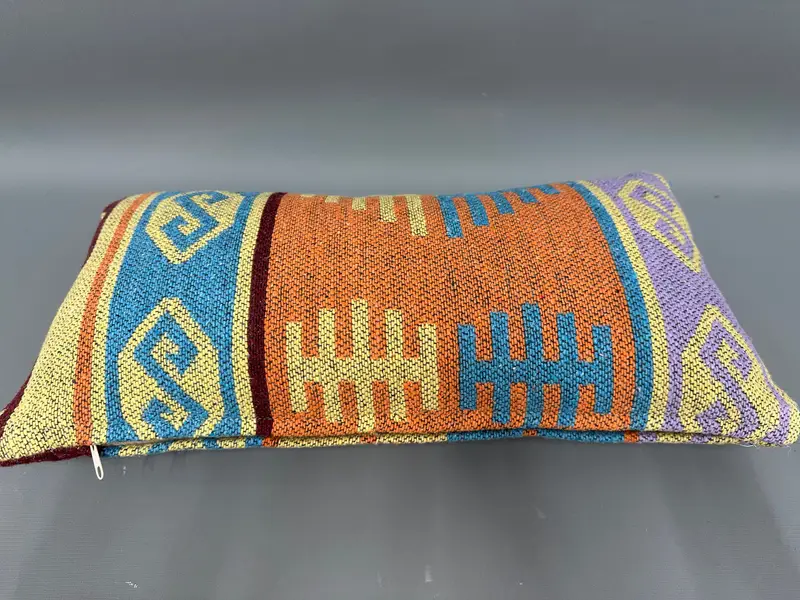 10x20 Orange Pillow Sham, Natural Pillow Sham, Kilim Pillow, Kilim Cushion Sham, Boho Pillow, Cushion Cover, Handmade Rug Seat Cushion Cover - 7