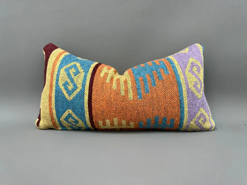 10x20 Orange Pillow Sham, Natural Pillow Sham, Kilim Pillow, Kilim Cushion Sham, Boho Pillow, Cushion Cover, Handmade Rug Seat Cushion Cover - 1