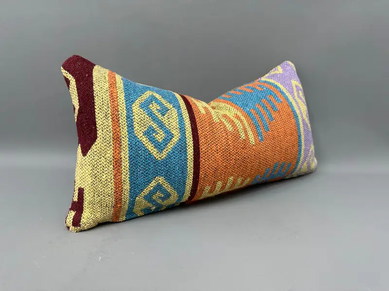 10x20 Orange Pillow Sham, Natural Pillow Sham, Kilim Pillow, Kilim Cushion Sham, Boho Pillow, Cushion Cover, Handmade Rug Seat Cushion Cover - 2