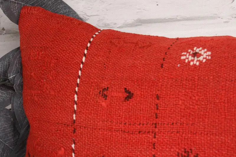 Turkish Pillow, Pillow for Couch, Turkish Corner Cushion, Kilim Cushion Sham, Nautical Throw Pillow Sham, Pillow Case, 12x36 Red Cushion - 2