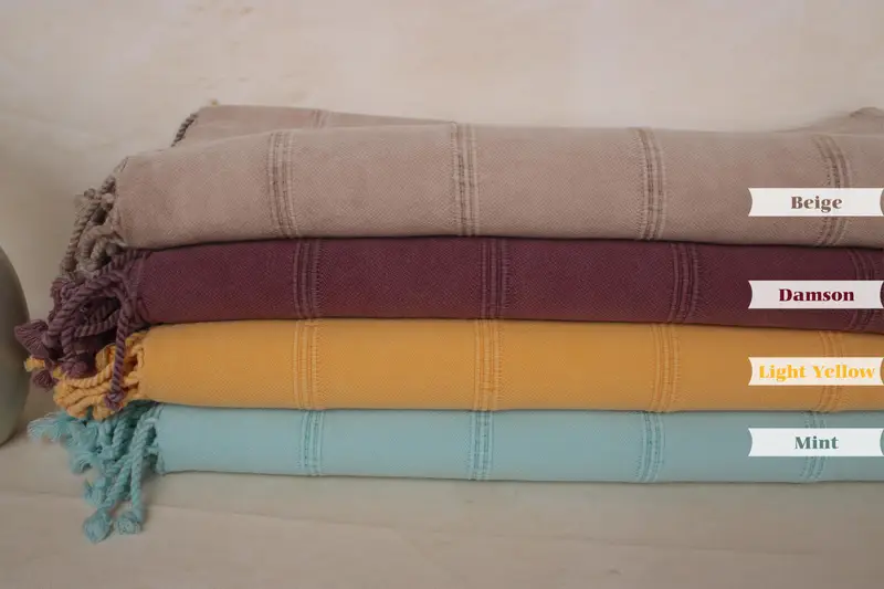 Organic Towel, Peshtemal Towel, Birthday Gift, Summer Towel, 68x40 Cotton Stonewashed Towel, Lightweight Turkish towel, Monogram Beach Towel - 3
