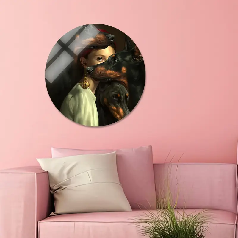 エレガントなブラック ドーベルマン キャンバス: 家庭用の芸術的な犬のプリント