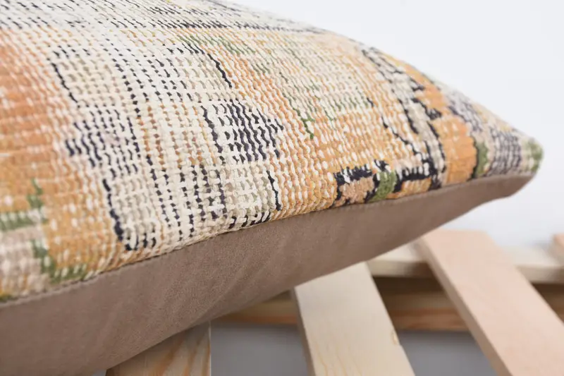 12x24 Orange Cushion Case, Ethnical Kilim Rug Pillow, Pillow Sham, Kilim Pillow, Colorful Pillow, Handmade Kilim Cushion - 7