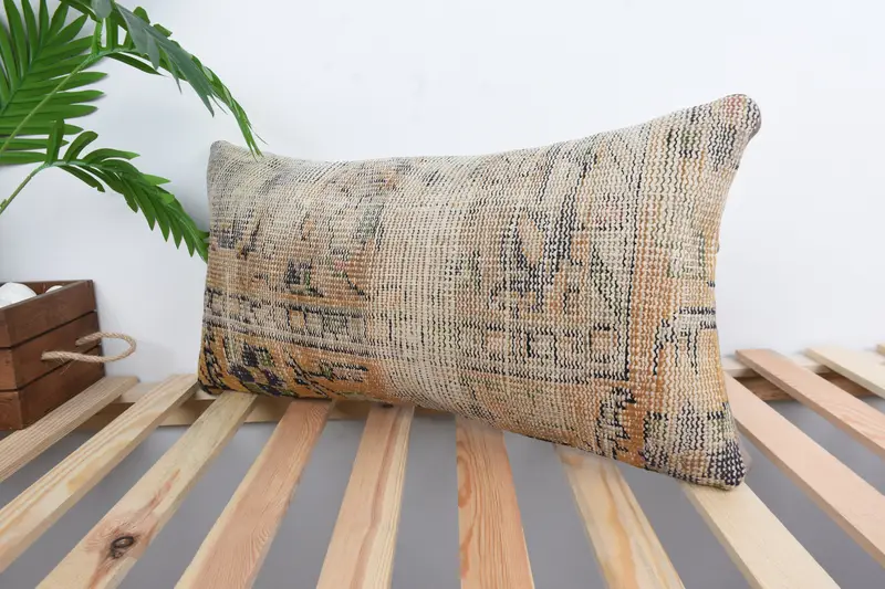 12x24 Orange Cushion Case, Ethnical Kilim Rug Pillow, Pillow Sham, Kilim Pillow, Colorful Pillow, Handmade Kilim Cushion - 5