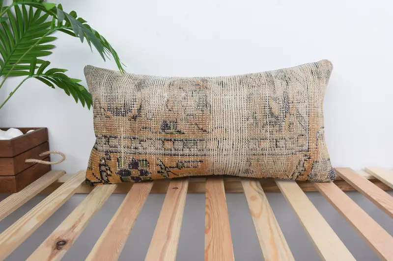 12x24 Orange Cushion Case, Ethnical Kilim Rug Pillow, Pillow Sham, Kilim Pillow, Colorful Pillow, Handmade Kilim Cushion - 1