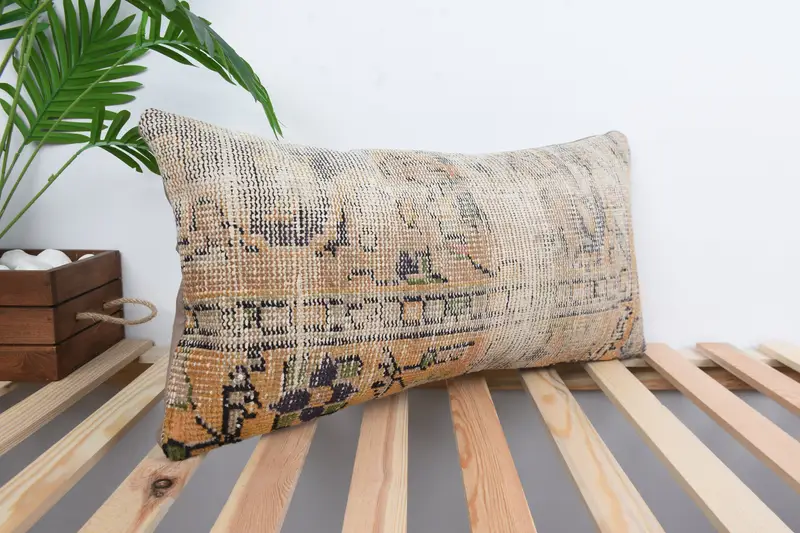 12x24 Orange Cushion Case, Ethnical Kilim Rug Pillow, Pillow Sham, Kilim Pillow, Colorful Pillow, Handmade Kilim Cushion - 4