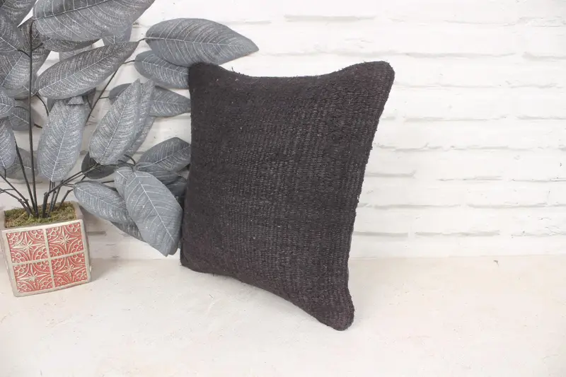 Bright Pillow Sham, Pillow Case, Vintage Pillow, Nomadic Pillow Case, Throw Kilim Pillow, Home Decor Pillow, 14x14 Brown Cushion Cover - 4