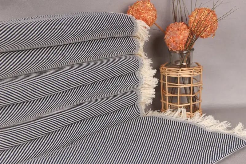 Custom Navy Cotton Towel, Personalized Gift, 36x71 Inches