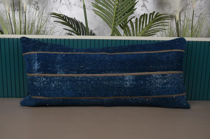 Lila Patchwork-Wurfkissen, 16x36 besticktes Kissen