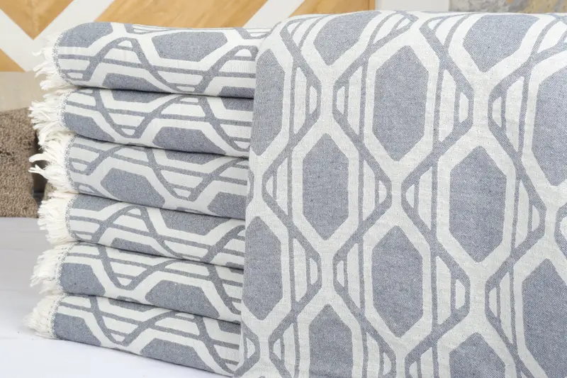 Woven Throw Blanket, Personalized Blanket, 92x76 Cotton Patterned Towel, Home Decor Blankets, Housewarming Gift, Wedding Anniversary Gift - 3