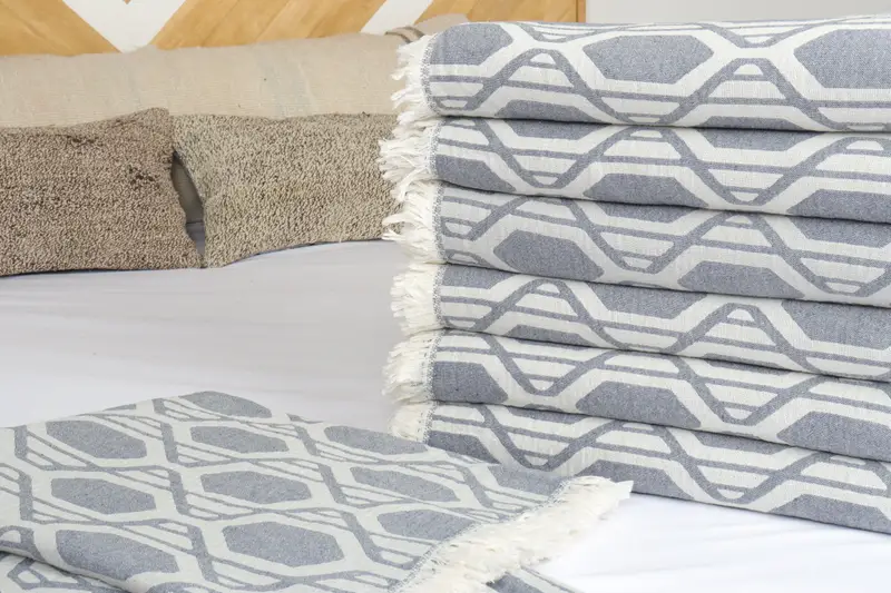 Woven Throw Blanket, Personalized Blanket, 92x76 Cotton Patterned Towel, Home Decor Blankets, Housewarming Gift, Wedding Anniversary Gift - 6