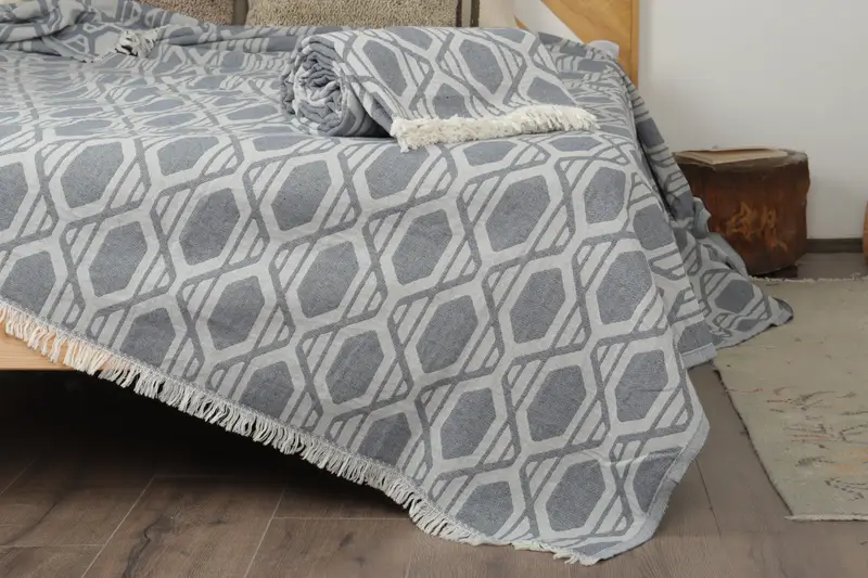 Woven Throw Blanket, Personalized Blanket, 92x76 Cotton Patterned Towel, Home Decor Blankets, Housewarming Gift, Wedding Anniversary Gift - 2