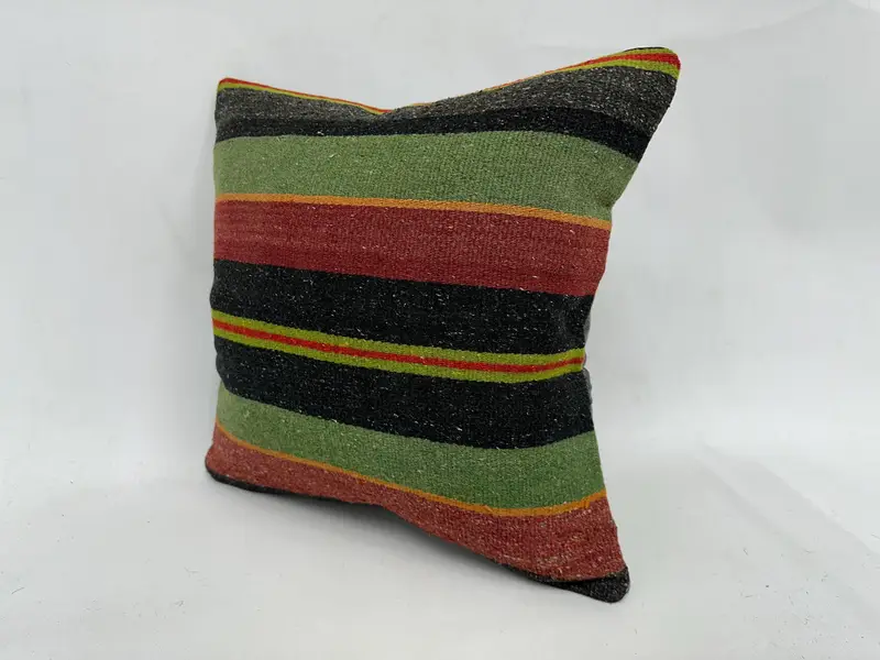 Interior Designer Pillow, Pillow Cover, Handwoven Cushion, 18x18 Green Pillow Case, Antique Pillows, Aztec Cushion Cover, Pillow for Couch - 4