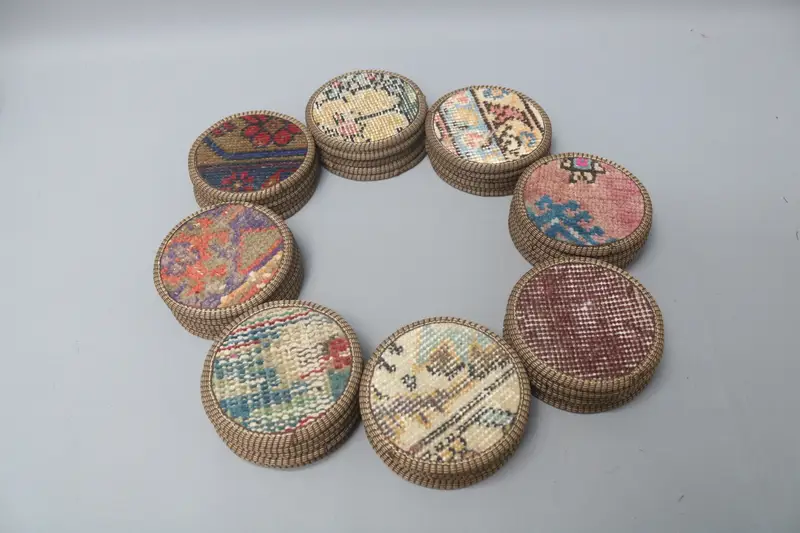 Bohemian Round Coaster, 5x5 inches Authentic Kilim Coaster