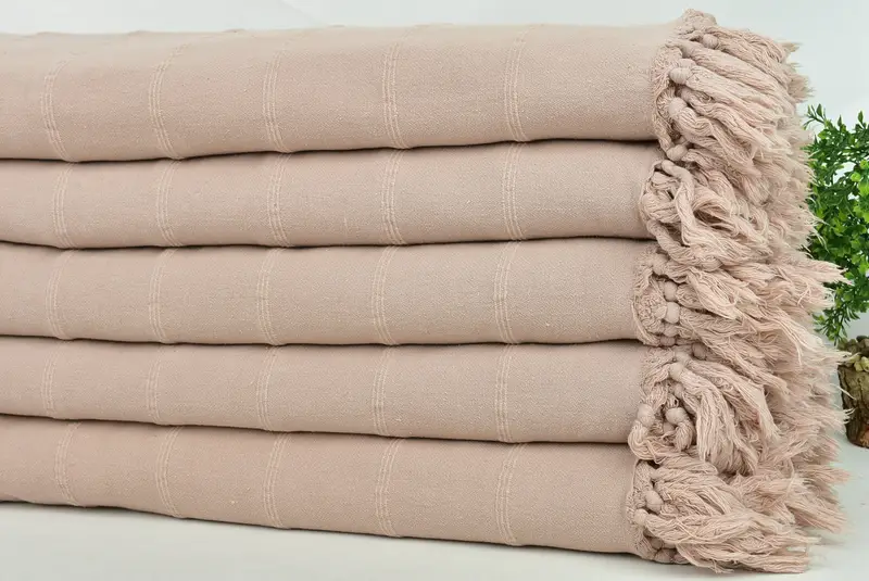 Woven Throw Blanket, Personalized Blanket, Turkish Bedcover, Bridal Shower Gift, 92x70 Cotton Stonewashed Towel, Bohemian Bedspread, Organic Throw - 3