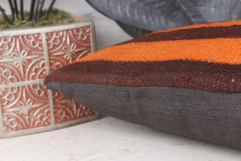 Cushion Case, Floor Pillow, Boho Pillow Sham Cover, Gift Pillow, Tapestry Pillow Case, Pet Pillow Case, 8x16 Orange Pillow Cover, Boho Pillow - 7