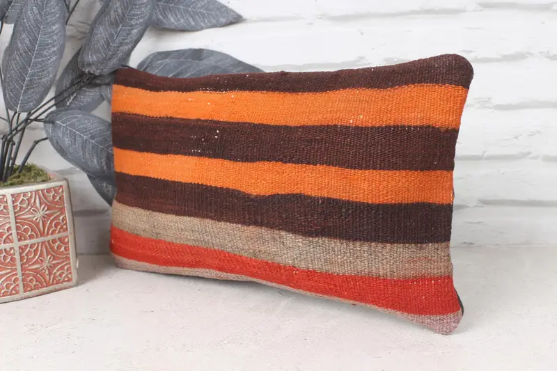 Cushion Case, Floor Pillow, Boho Pillow Sham Cover, Gift Pillow, Tapestry Pillow Case, Pet Pillow Case, 8x16 Orange Pillow Cover, Boho Pillow - 3