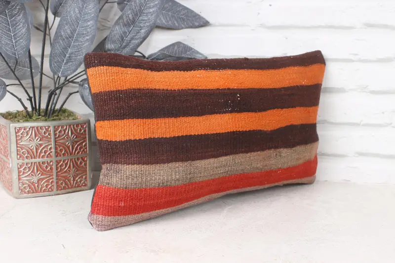 Cushion Case, Floor Pillow, Boho Pillow Sham Cover, Gift Pillow, Tapestry Pillow Case, Pet Pillow Case, 8x16 Orange Pillow Cover, Boho Pillow - 4