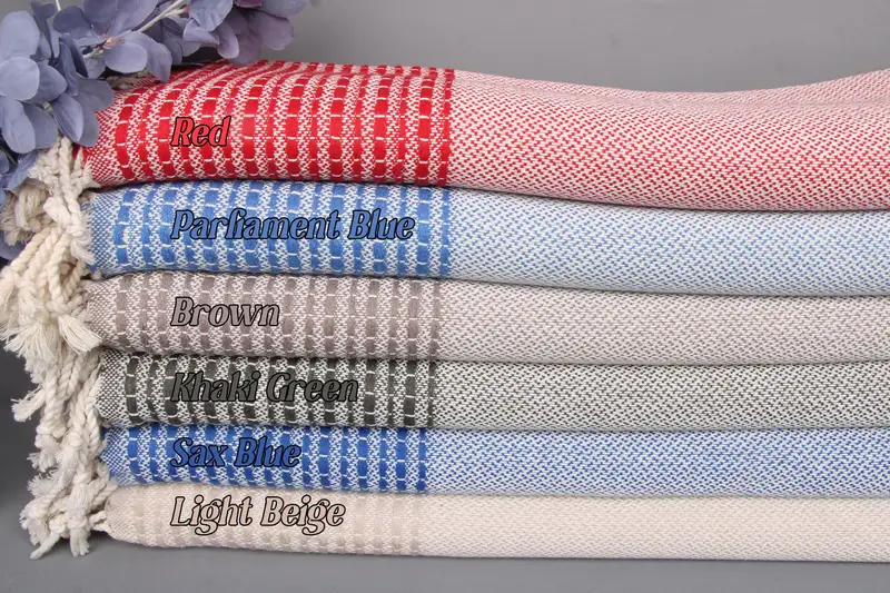 Fouta Towel Organic Cotton Striped Beige, Beach Towel, 36x69 Inches