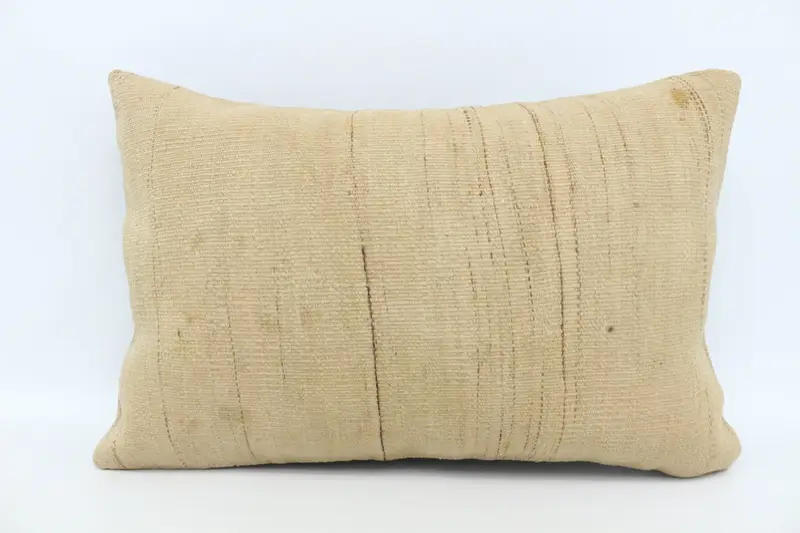 Boho Pillow, Pillow Case, Handwoven Pillow Cover Cushion Case, Throw Kilim Pillow, Pillow for Couch, 16x24 Beige Cushion Cover - 1