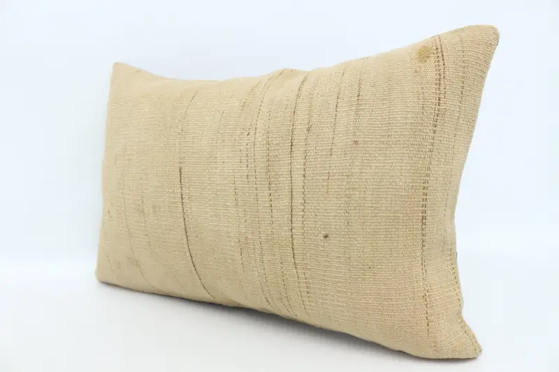 Boho Pillow, Pillow Case, Handwoven Pillow Cover Cushion Case, Throw Kilim Pillow, Pillow for Couch, 16x24 Beige Cushion Cover - 4