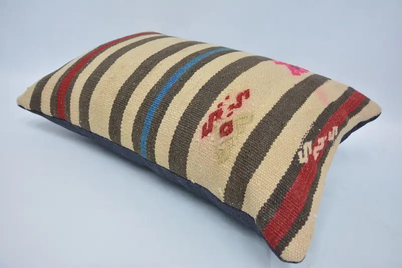 Kilim Pillow, 16x24 Beige Pillow Case, Outdoor Throw Cushion Cover, Throw Kilim Pillow, Cushion Cover, Boho Pillow, Anatolian Pillow Sham - 6