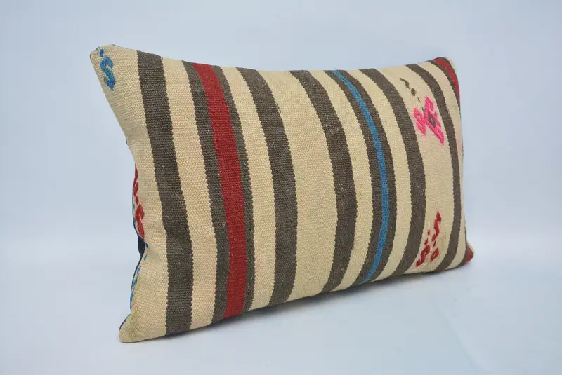 Kilim Pillow, 16x24 Beige Pillow Case, Outdoor Throw Cushion Cover, Throw Kilim Pillow, Cushion Cover, Boho Pillow, Anatolian Pillow Sham - 3