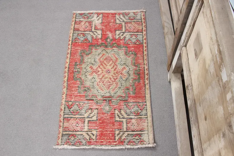 Handmade Moroccan Rug, 0.1x2.7 ft Red & Green