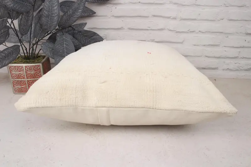 Interior Designer Pillow, Vintage Kilim Pillow, 18x18 White Cushion Cover, Pillow Cover, Anatolian Pillow Sham, Antique Pillows - 5