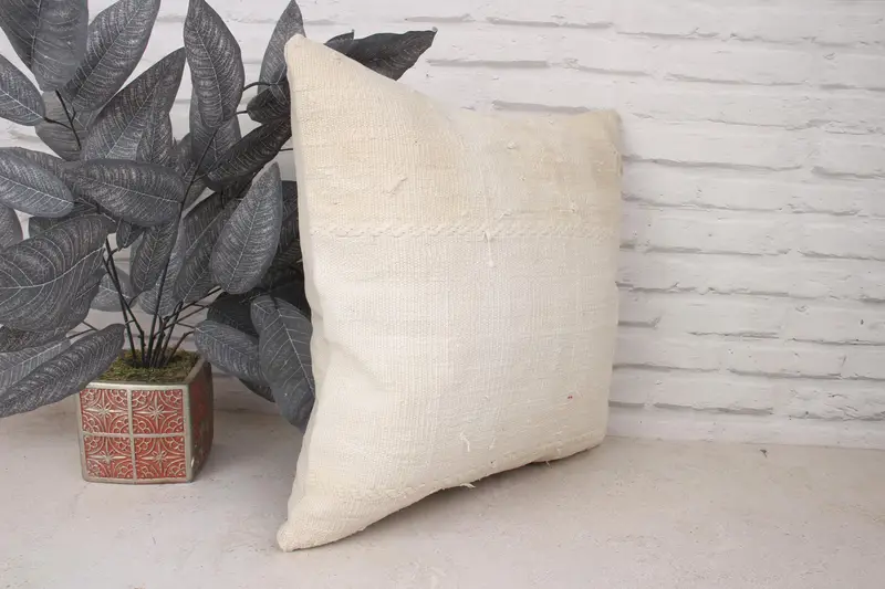 Interior Designer Pillow, Vintage Kilim Pillow, 18x18 White Cushion Cover, Pillow Cover, Anatolian Pillow Sham, Antique Pillows - 3