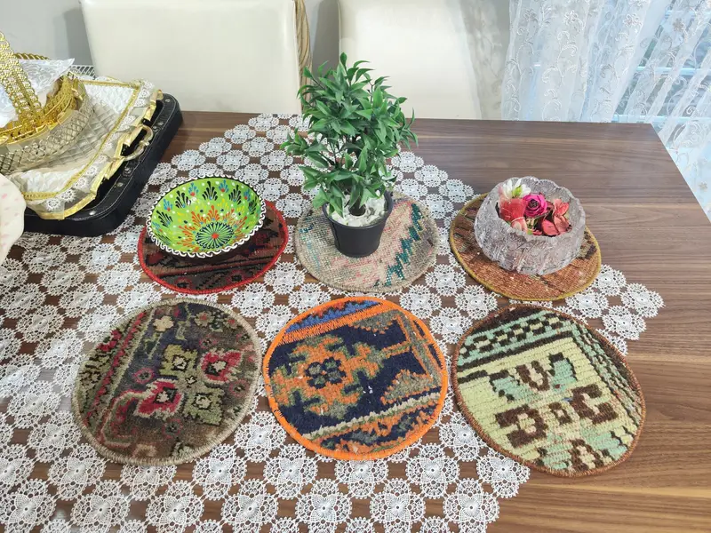 Manteles Individuales Bohemian Kilim, Juego de 6 Piezas, 25 cm de diámetro, mantelería Multicolor