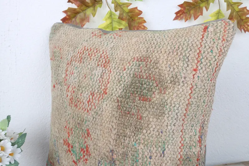 Pillow Cover, Boho Pillow, Gift Pillow, Office Chair Pillow Sham, Sofa Pillow Cover, Boho Pillow Sham Cover, 16x16 Beige Pillow - 5