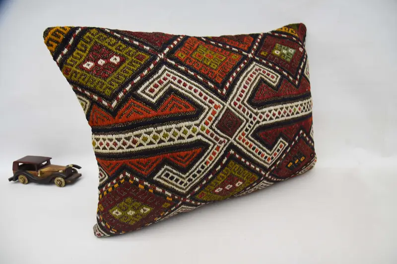 Pillow, Boho Pillow, Antique Pillows, 20x28 Red Cushion, Outdoor Patio Pillow Sham, Garden Cushion, Kilim Cushion Sham - 3