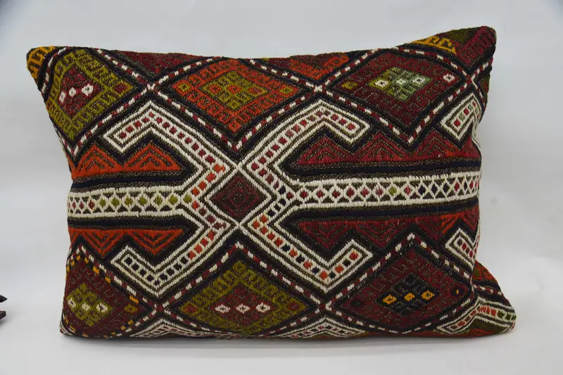 Pillow, Boho Pillow, Antique Pillows, 20x28 Red Cushion, Outdoor Patio Pillow Sham, Garden Cushion, Kilim Cushion Sham - 1