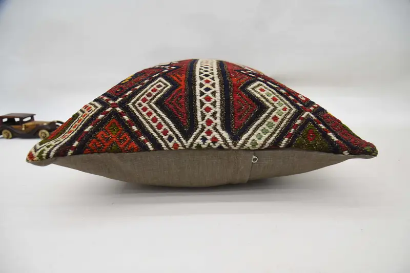 Pillow, Boho Pillow, Antique Pillows, 20x28 Red Cushion, Outdoor Patio Pillow Sham, Garden Cushion, Kilim Cushion Sham - 6