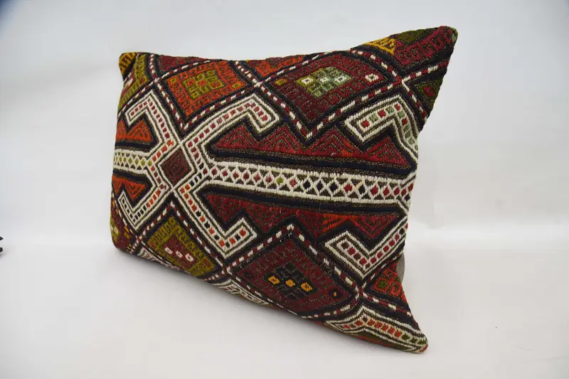 Pillow, Boho Pillow, Antique Pillows, 20x28 Red Cushion, Outdoor Patio Pillow Sham, Garden Cushion, Kilim Cushion Sham - 5