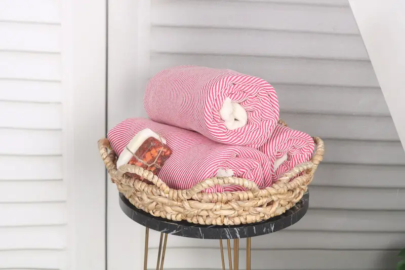 70x40 Cotton Striped Towel, Thin towel, Engagement Gift, Best lightweight Turkish towel for travel USA, Bridesmaid Gift Towel, Quick-Dry Beach Towel - 5