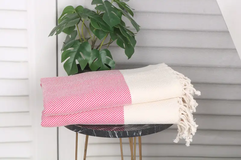 70x40 Cotton Striped Towel, Thin towel, Engagement Gift, Best lightweight Turkish towel for travel USA, Bridesmaid Gift Towel, Quick-Dry Beach Towel - 3