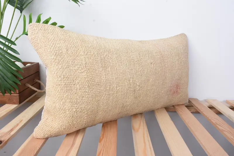 12x24 Beige Pillow Case, Vintage Kilim Pillow, Throw Kilim Pillow, Cushion, Outdoor Throw Cushion Case, Colorful Pillow Cover, Kilim Pillow - 5