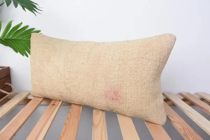 12x24 Beige Pillow Case, Vintage Kilim Pillow, Throw Kilim Pillow, Cushion, Outdoor Throw Cushion Case, Colorful Pillow Cover, Kilim Pillow - 4