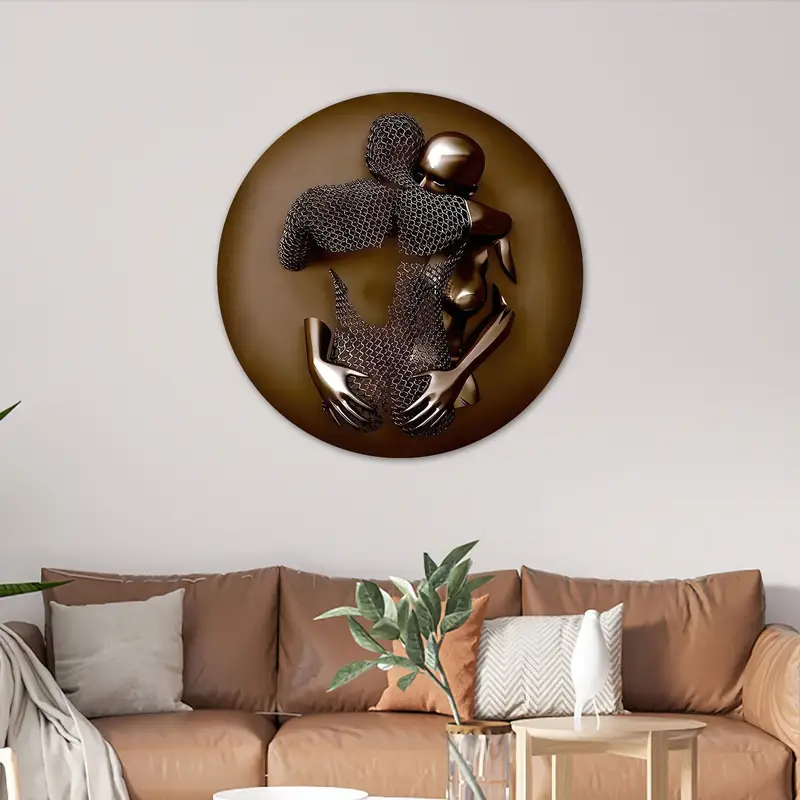 エレガントな 3D メタリック シルバー カップル キャンバス - ロマンチックなバレンタイン ギフト