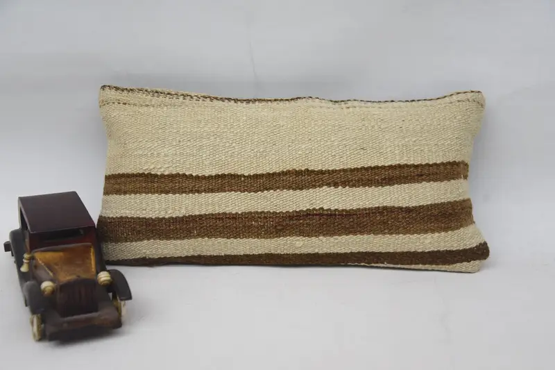 Neutral Throw Pillow Case, 8x16 Beige Pillow Sham, Turkish Pillow, Kilim Cushion Sham, Kilim Pillow Cover, Cushion Cover - 4