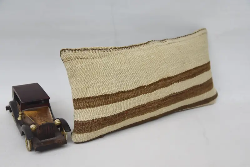 Neutral Throw Pillow Case, 8x16 Beige Pillow Sham, Turkish Pillow, Kilim Cushion Sham, Kilim Pillow Cover, Cushion Cover - 2