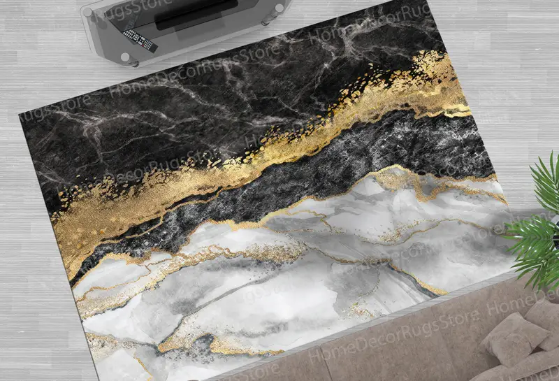 エレガントなプリントラグ：モダンな空間に最適な高級大理石デザイン