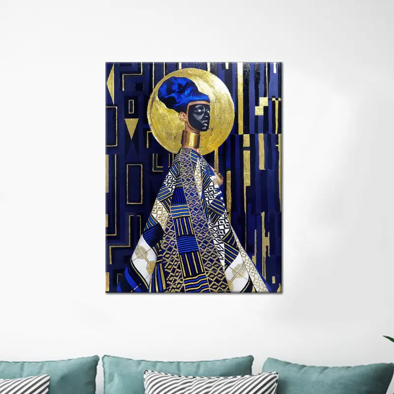 Modern Luxury Gold & Blue Canvas Print for Women